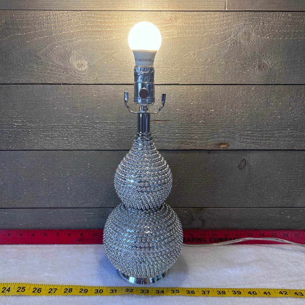 Safavieh New York Glam Beaded Double Gourd Table Lamp Silver Bedside Accent